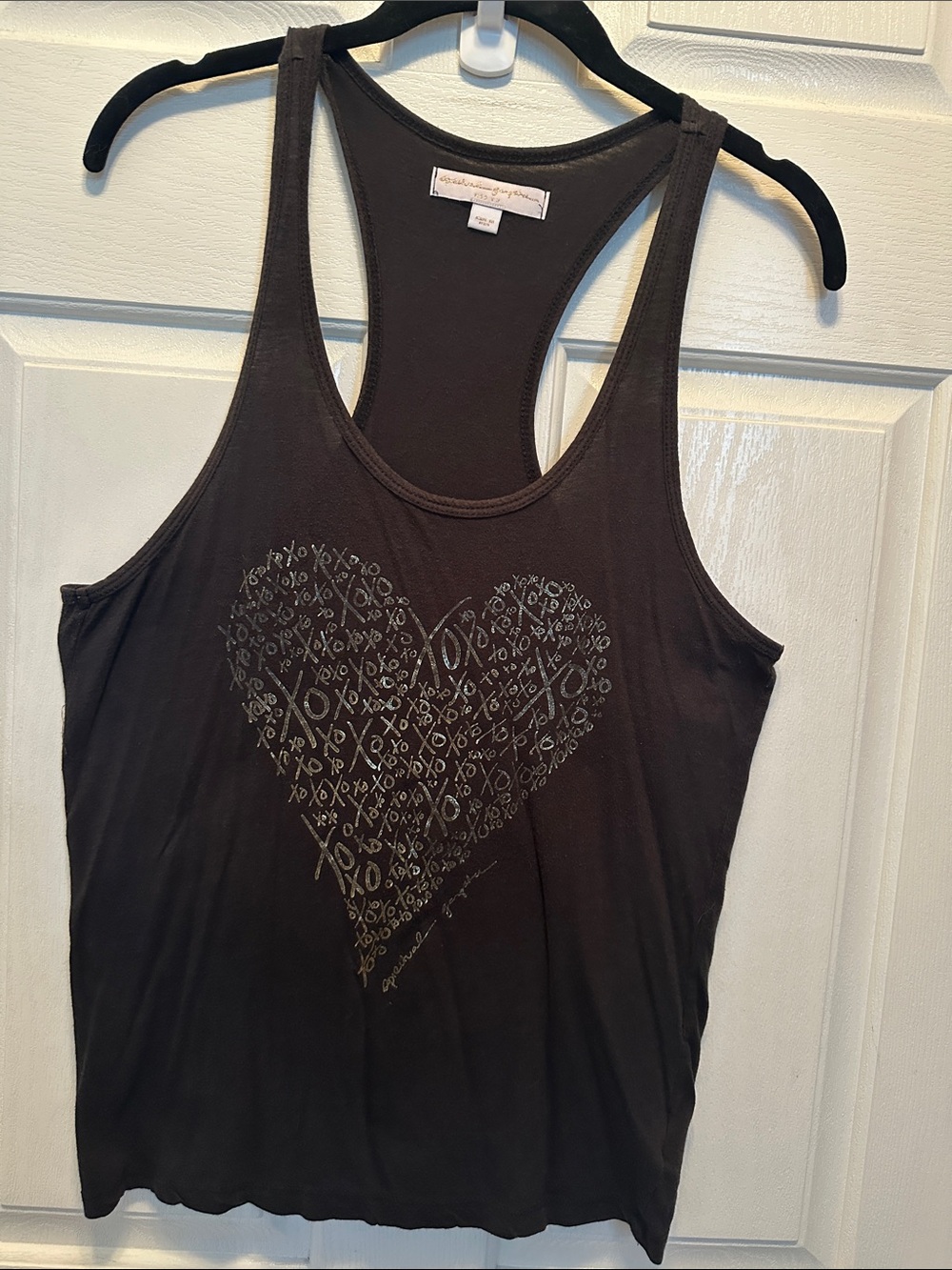 Spiritual Gangster Black Racerback Tank Top with Heart XO Design Size Med